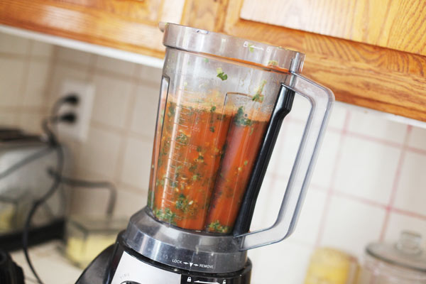 The soup in the blender.