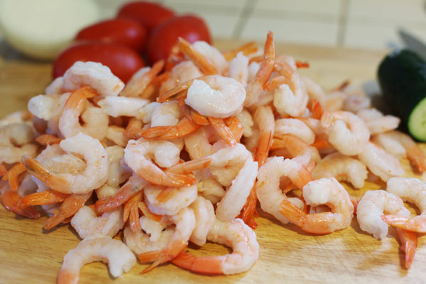 A big pile of shrimp.