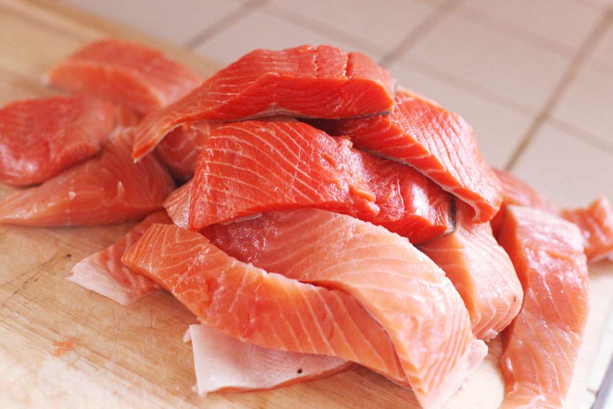 A pile of salmon.